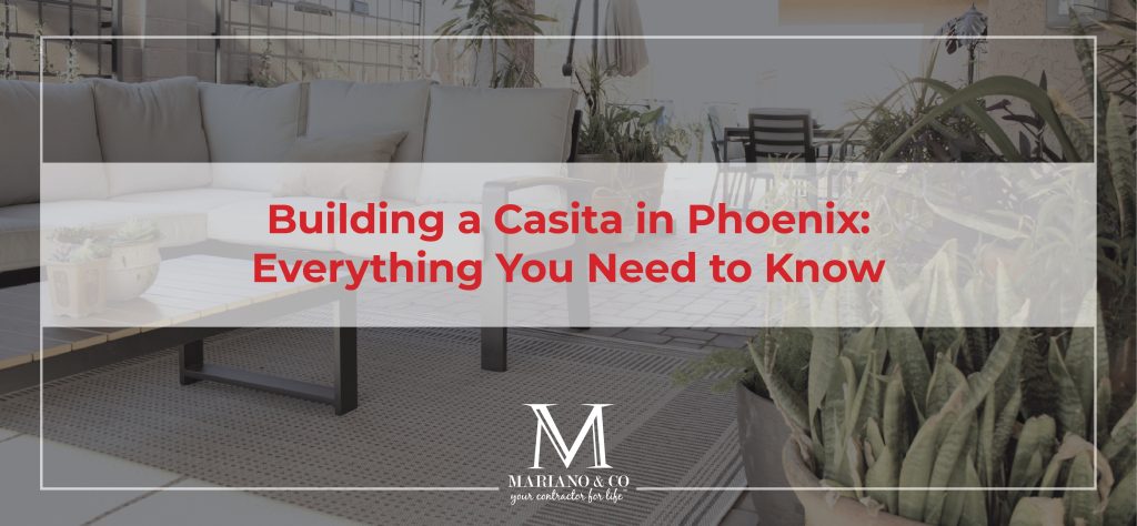 A detached casita guest house built to match the main home