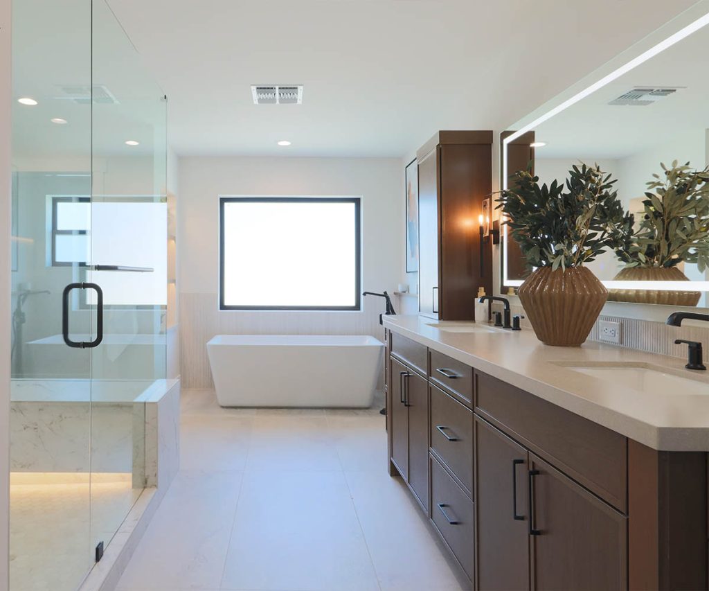 Spa style master bathroom remodel with freestanding tub in Scottsdale, Arizona